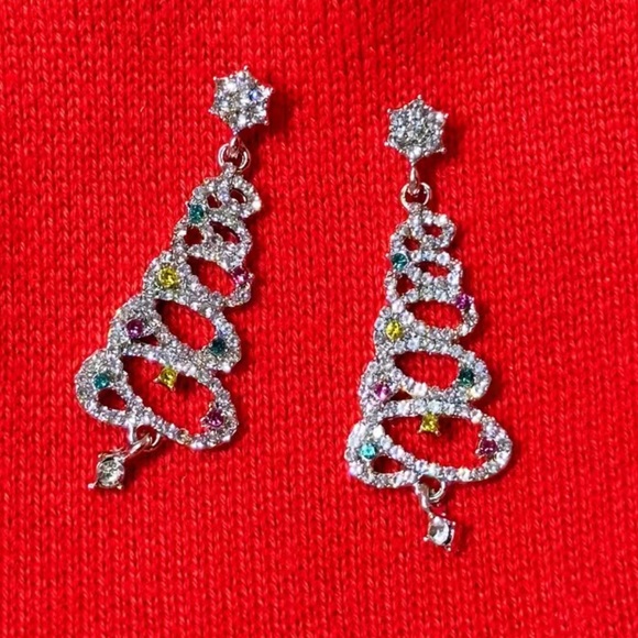 Sparkly Christmas Tree Earrings BRAND NEW - Picture 2 of 7
